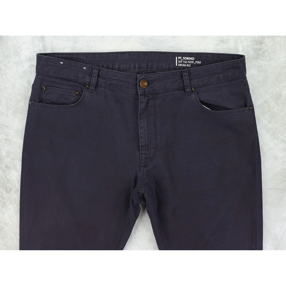 PT Torino Jazz Pants Men 37x36 Navy Blue Stretch Slim Fit 5 Pocket Luxury Italy